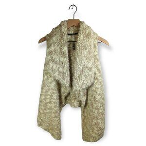 Kensie Faux Fur Nylon Waterfall Open Front Cardigan Size M